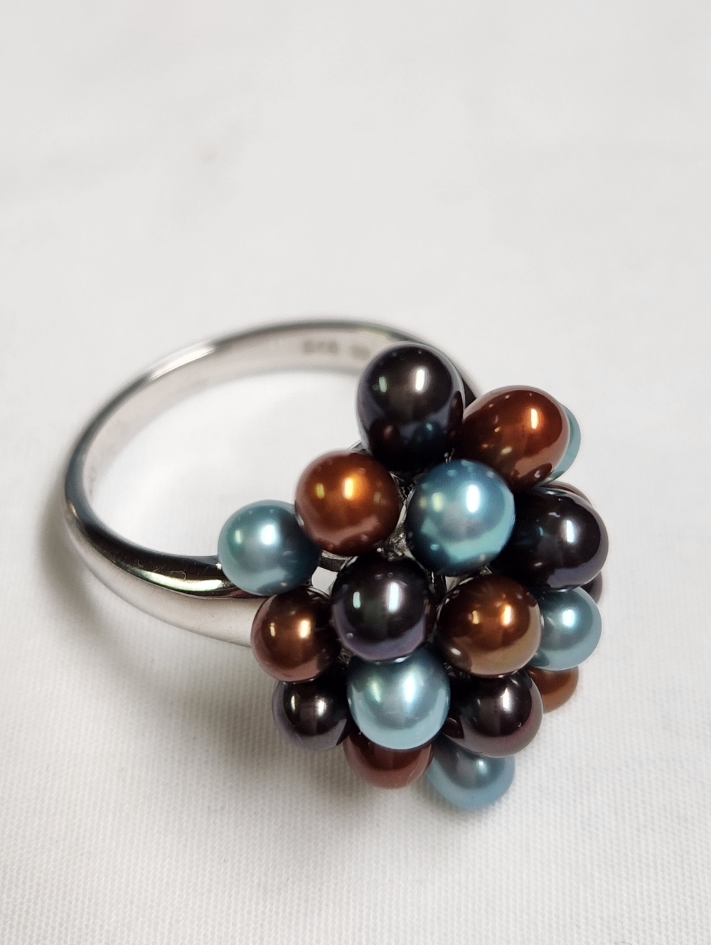HONORA Pearl Sterling Silver Ring in Blues And Browns SIZE 9 - Picture 12 of 14